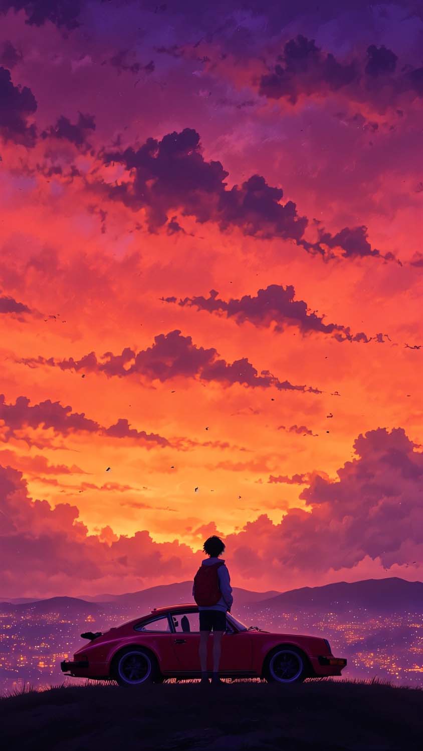 Lofi Sunset Solitude iPhone Wallpaper