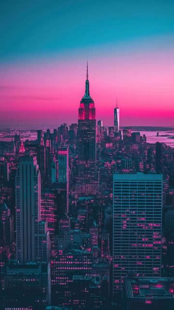 Pink Sunset New York iPhone Wallpaper