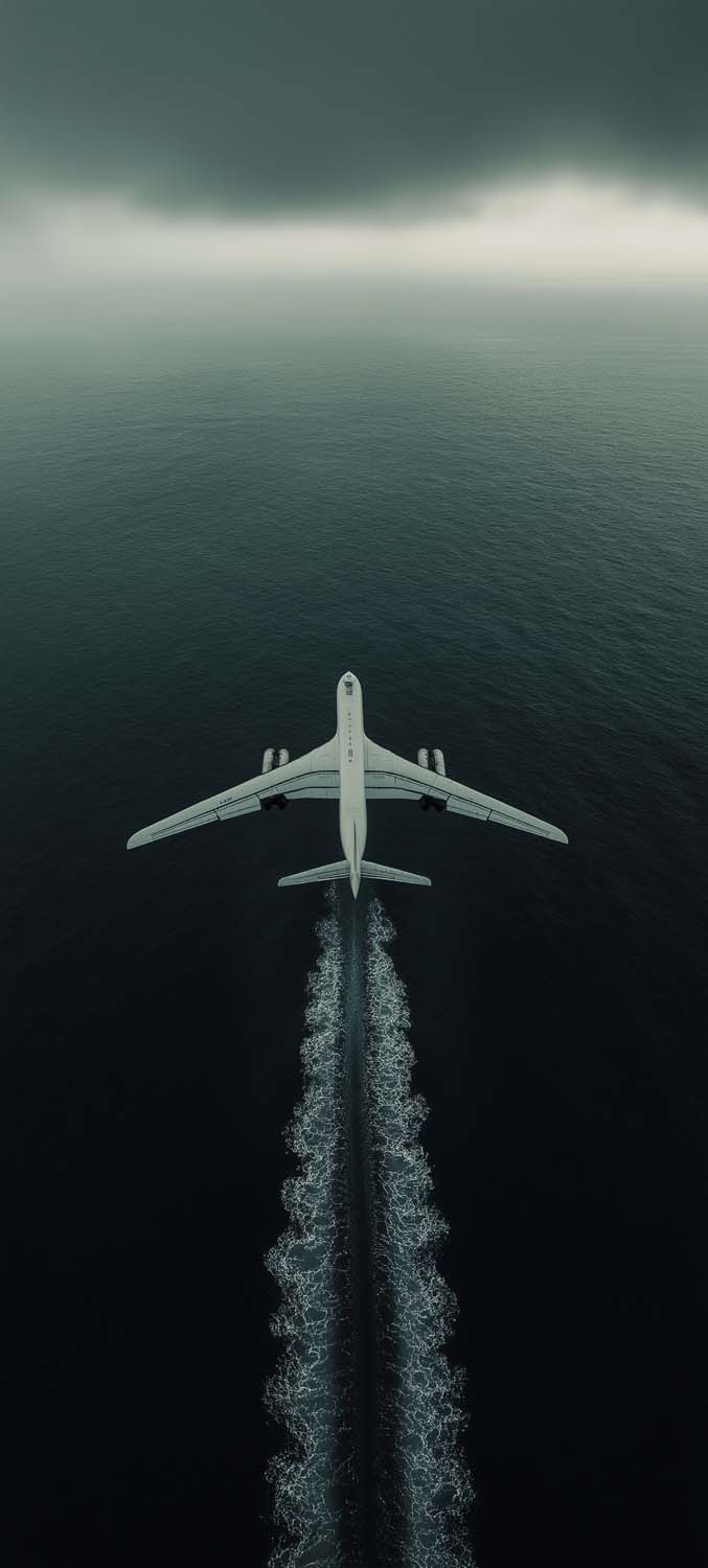 Plane Flying Over Sea iPhone Wallpaper