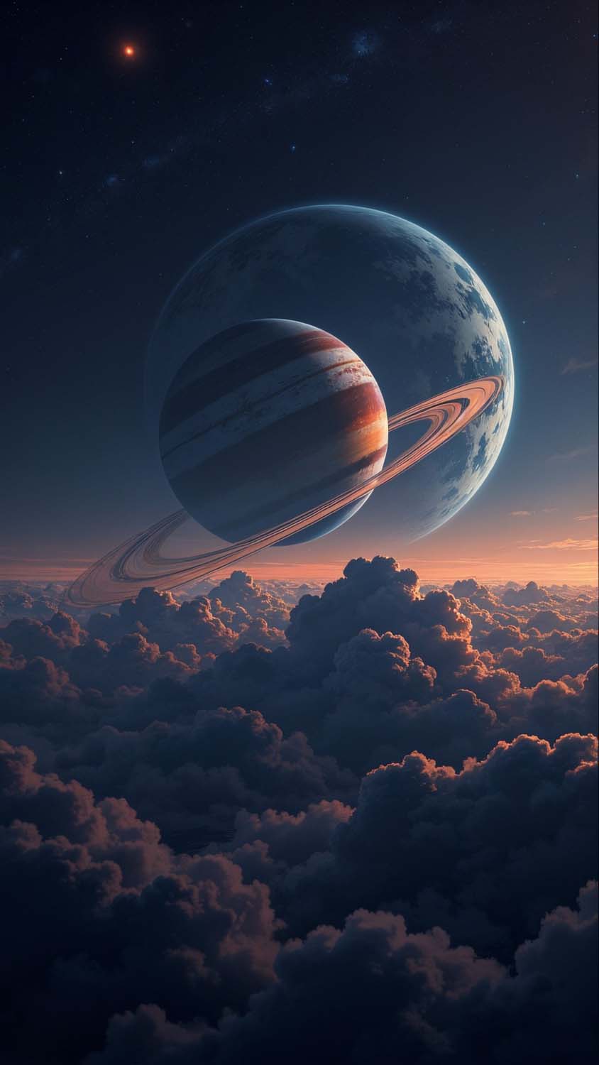 Saturn Getting Closer iPhone Wallpaper