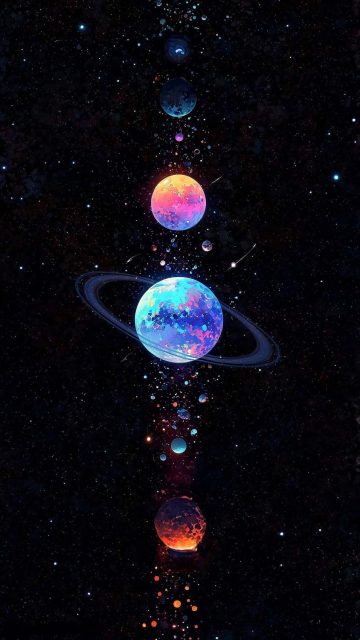 Solar System Planets Oled iPhone Wallpaper