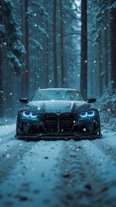 BMW M3 Snowfall iPhone Wallpaper