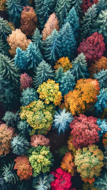 Colorful Trees iPhone Wallpaper