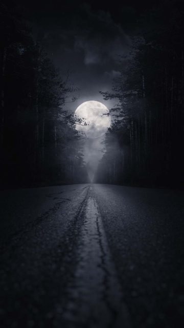 Moon Rise Road iPhone Wallpaper
