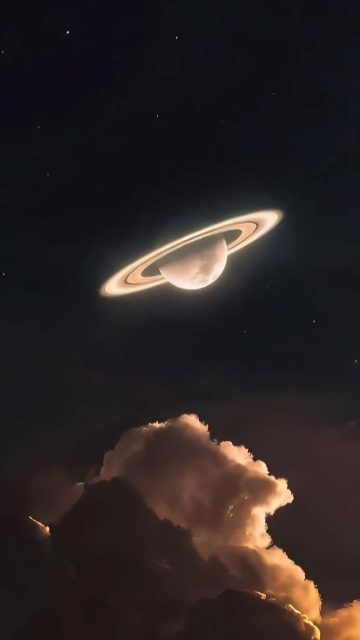 Saturn above Clouds iPhone Wallpaper