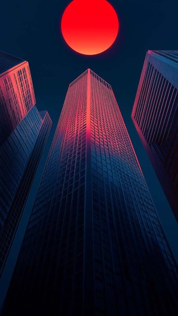 Supermoon Above Buildings iPhone Wallpaper
