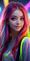 Colorful Hairs Girl iPhone Wallpaper