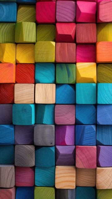 3D Colorful Wood Blocks iPhone Wallpaper