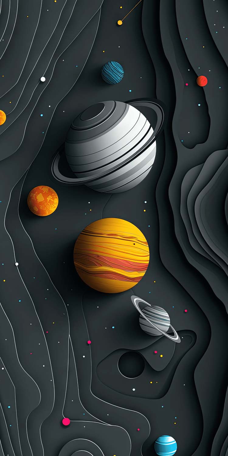 3D Space Planets iPhone Wallpaper