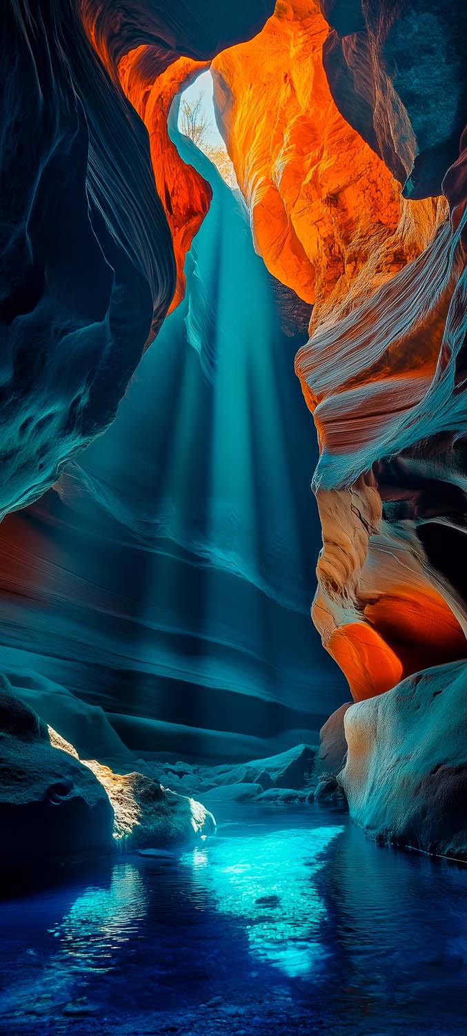 Canyon Rocks Water Reflection iPhone Wallpaper