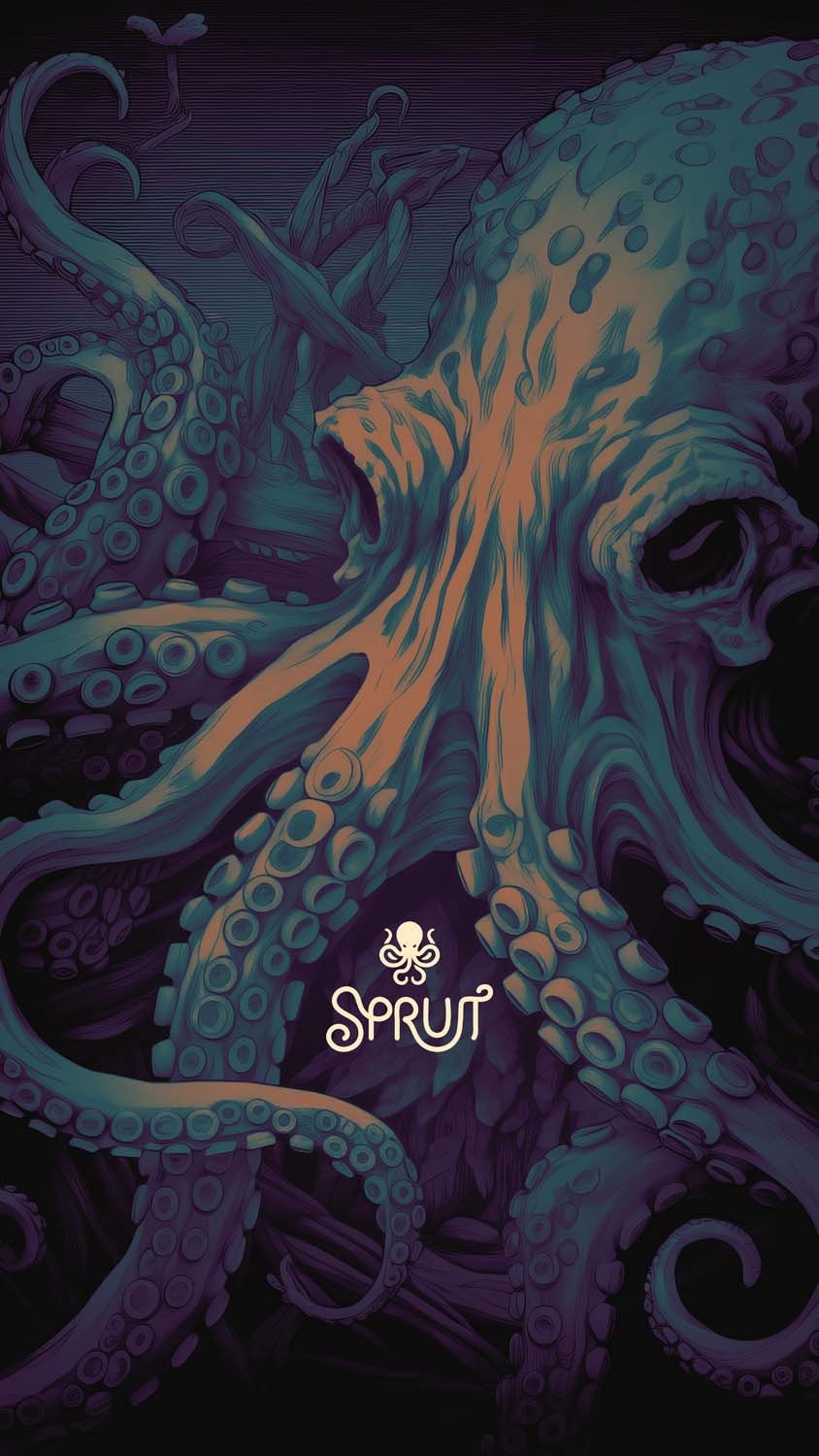 Giant Octopus Art iPhone Wallpaper