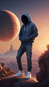 Hoodie Guy on Another Planet iPhone Wallpaper