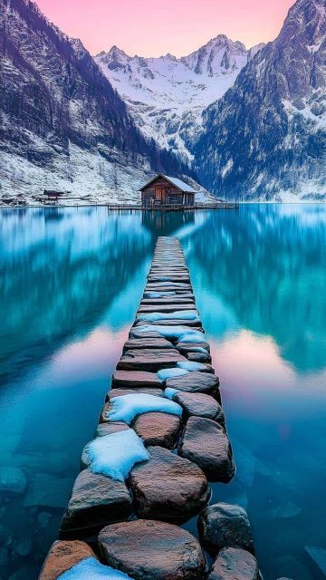 House in the Lake iPhone Wallpaper