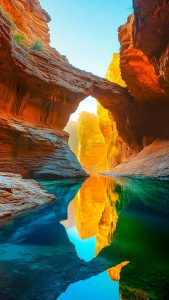 Old Canyon Rocks Reflection iPhone Wallpaper