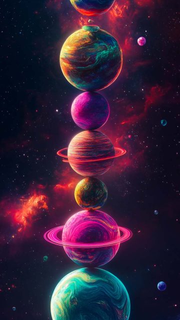 Solar System Planets Aligned iPhone Wallpaper