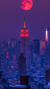 Supermoon New York iPhone Wallpaper