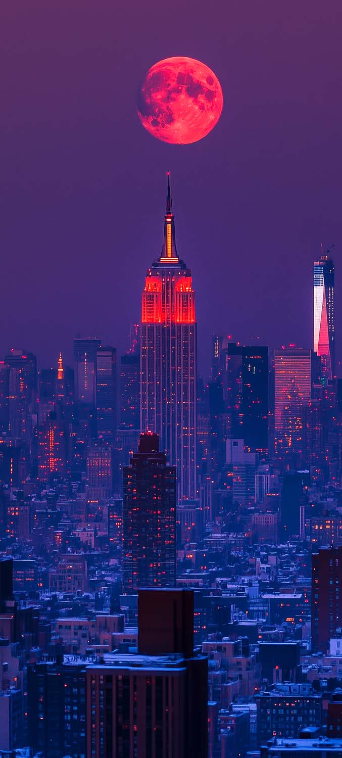 Supermoon New York iPhone Wallpaper