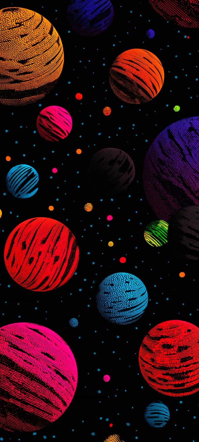 Colorful Planets iPhone Wallpaper