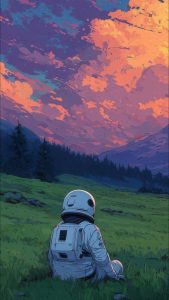 Alone Astronaut iPhone 17 Pro Wallpaper