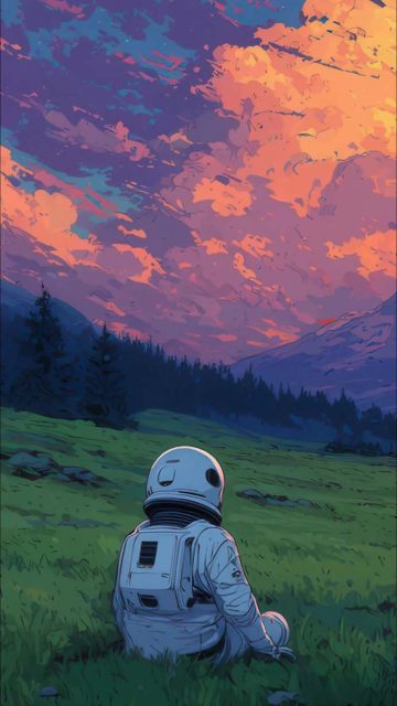 Alone Astronaut iPhone 17 Pro Wallpaper
