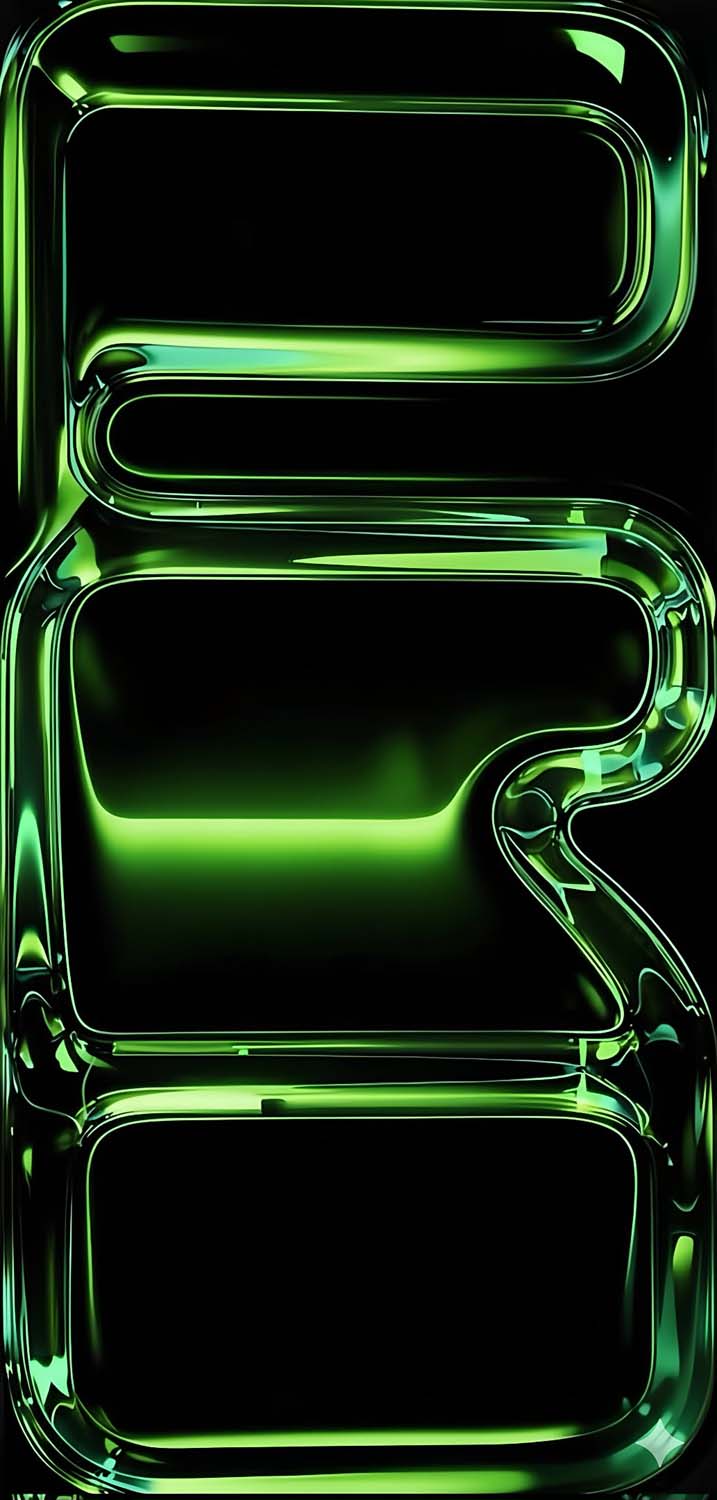 Liquid Glass Green iPhone 17 Pro Wallpaper