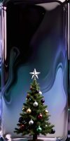Christmas Tree Liquid Glass Blue iPhone 17 Pro Wallpaper