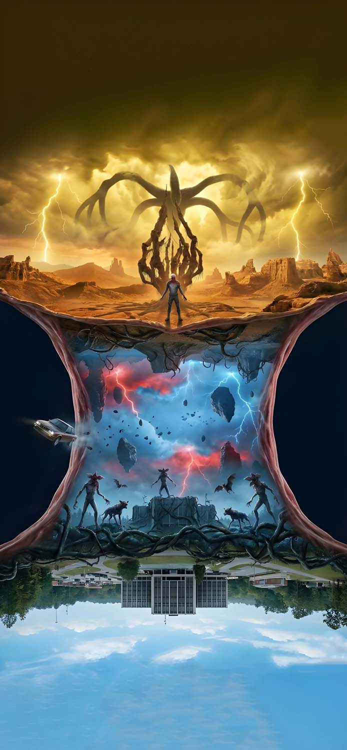 Stranger Things Upside Down World iPhone 17 Pro Wallpaper