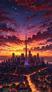 Sunset City Art iPhone 17 Pro Wallpaper Sunset City Art iPhone 17 Pro Wallpaper