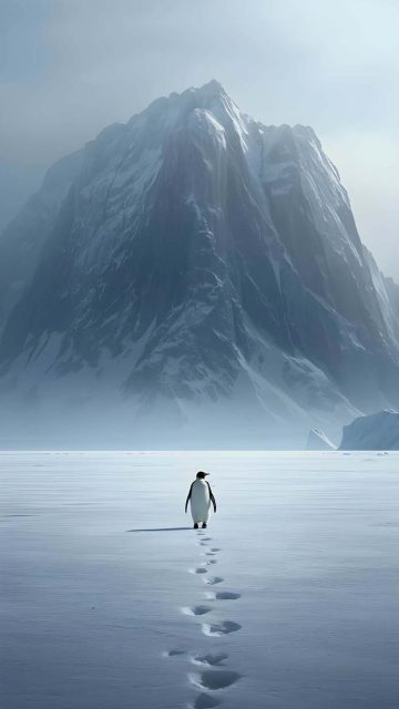 Penguin Alone iPhone Wallpaper