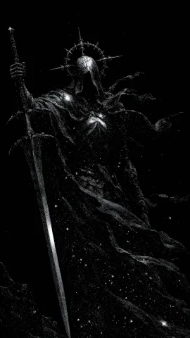 dark fantasy celestial knight sword oled wallpaper