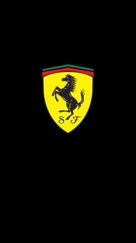 Iconic yellow Ferrari Scuderia shield featuring the black prancing horse on a minimalist black wallpaper.