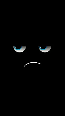 minimalist sad face blue eyes black oled wallpaper
