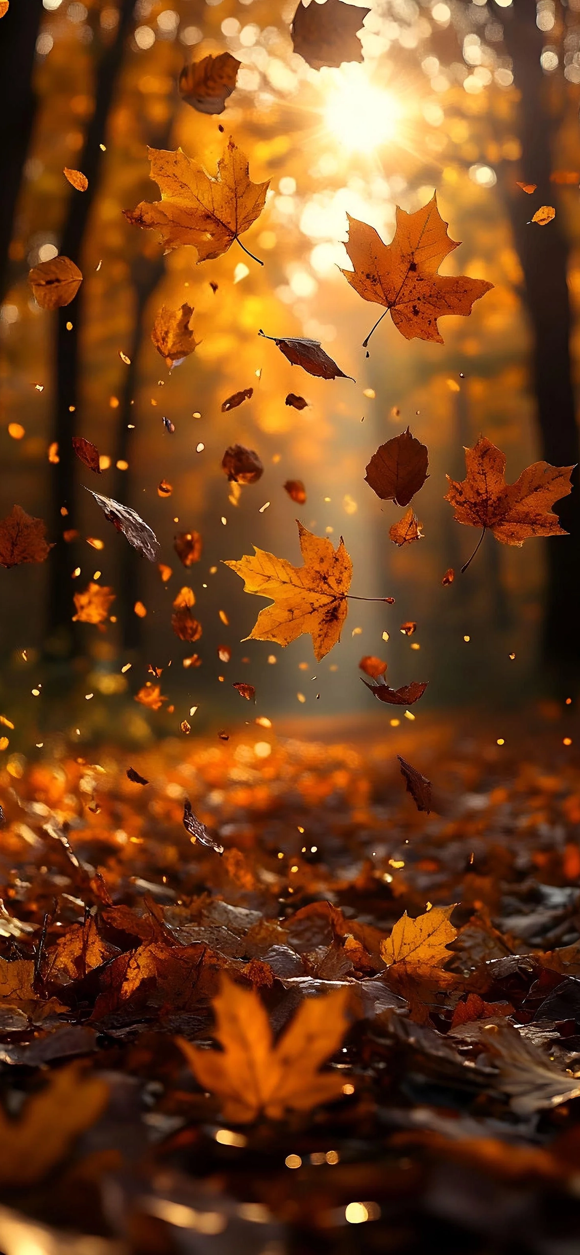 Autumn Depth Effect iPhone Wallpapers: Cozy 3D Lock Screens 1 4k-3d-autumn-leaves-nature-depth-effect