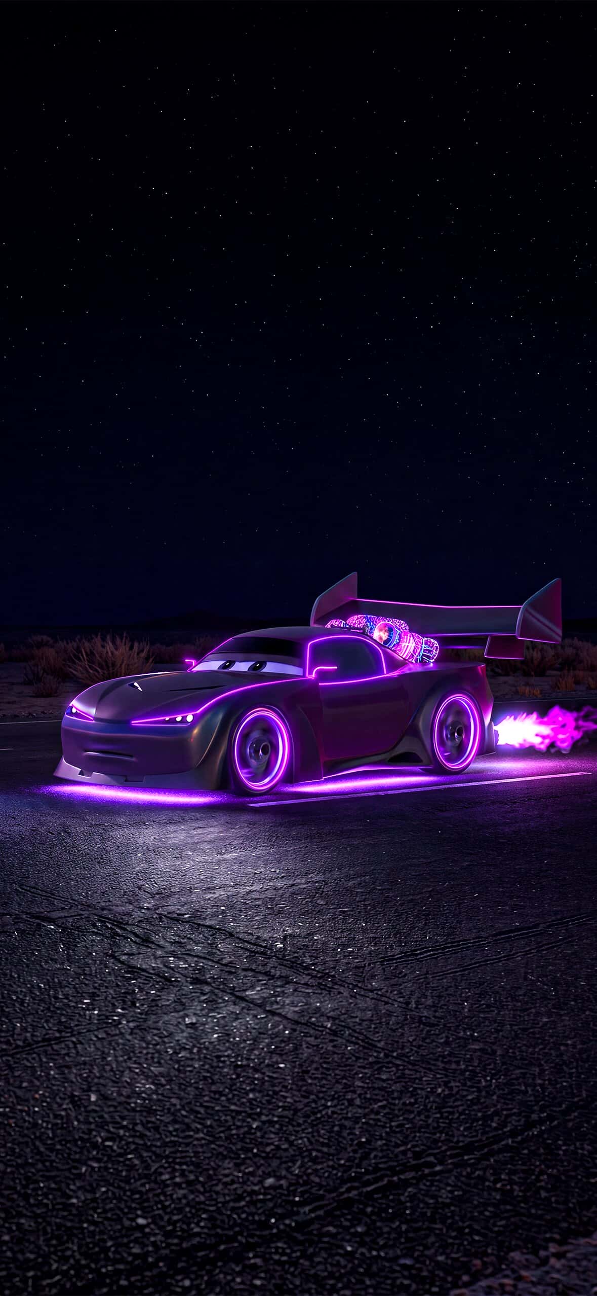 Disney Pixar Cars and Mack Truck iPhone Wallpapers 4K 1 disney-cars-boost-tuner-car-purple-neon-iphone-wallpaper