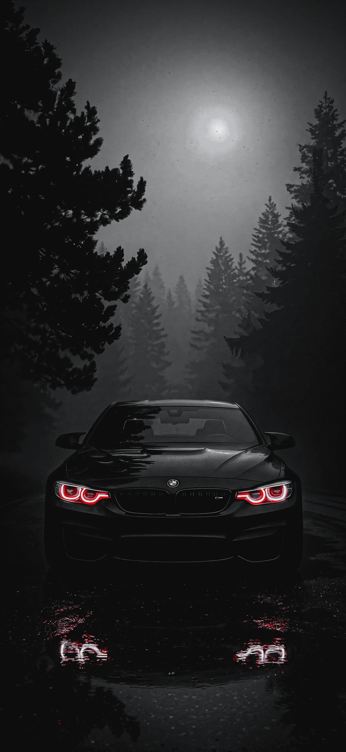 BMW M4 iPhone Wallpapers: High-Resolution 4K Backgrounds 3 black-bmw-m4-f82-red-angel-eyes-foggy-forest-night-iphone-wallpaper