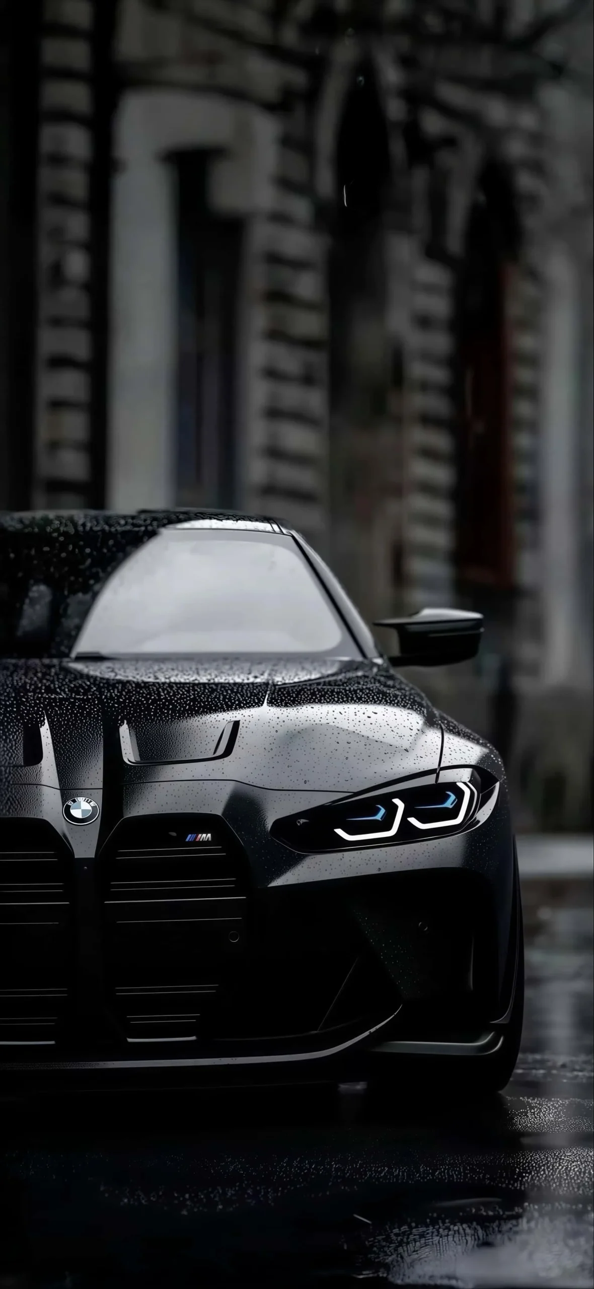 BMW M4 iPhone Wallpapers: High-Resolution 4K Backgrounds 4 black-bmw-m4-rain-droplets-front-grille-iphone-wallpaper