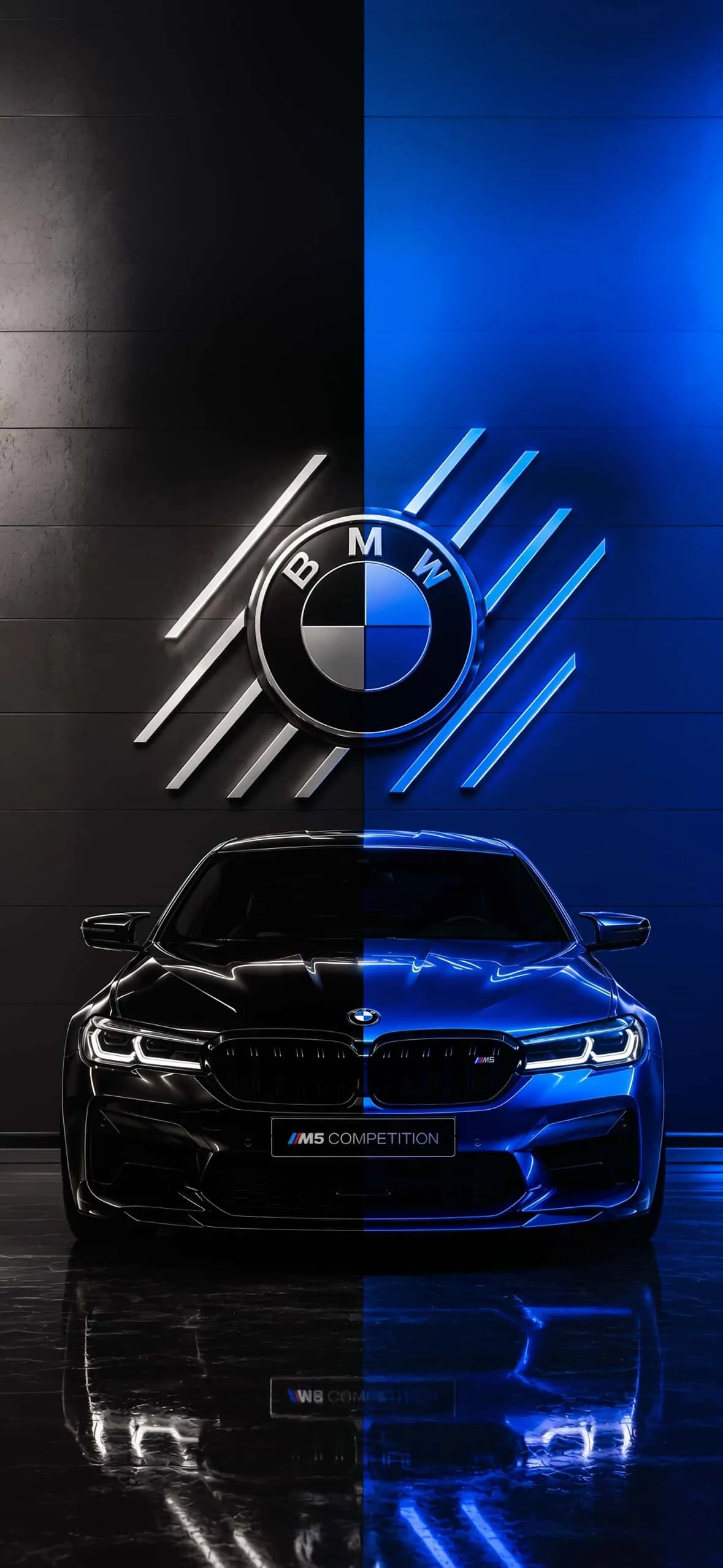 BMW M4 iPhone Wallpapers: High-Resolution 4K Backgrounds 7 bmw-m5-competition-duotone-black-blue-m-logo-iphone-wallpaper