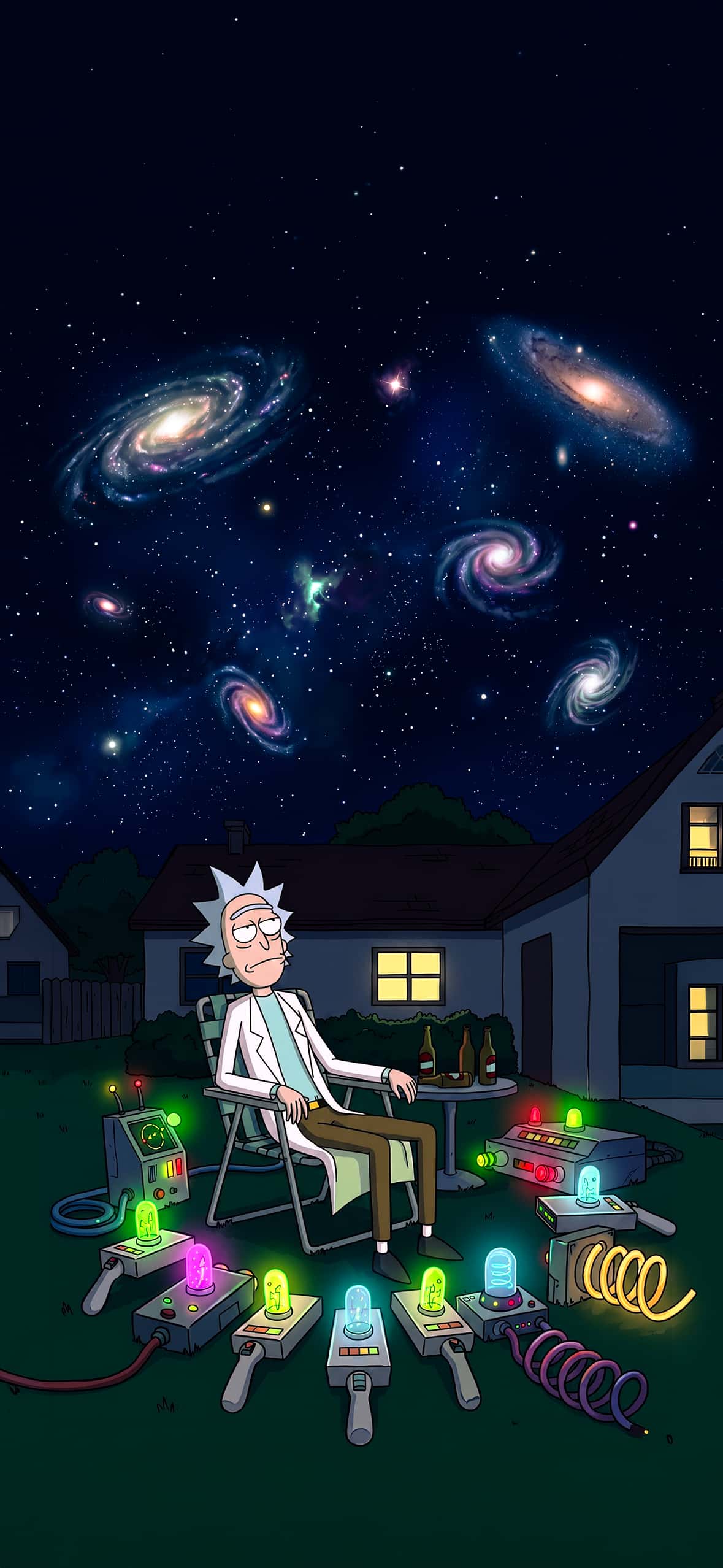 Best Rick and Morty Wallpapers for iPhone Lock Screen (4K HD) 2 rick-and-morty-backyard-portal-guns-galaxy-night-sky-iphone-wallpaper