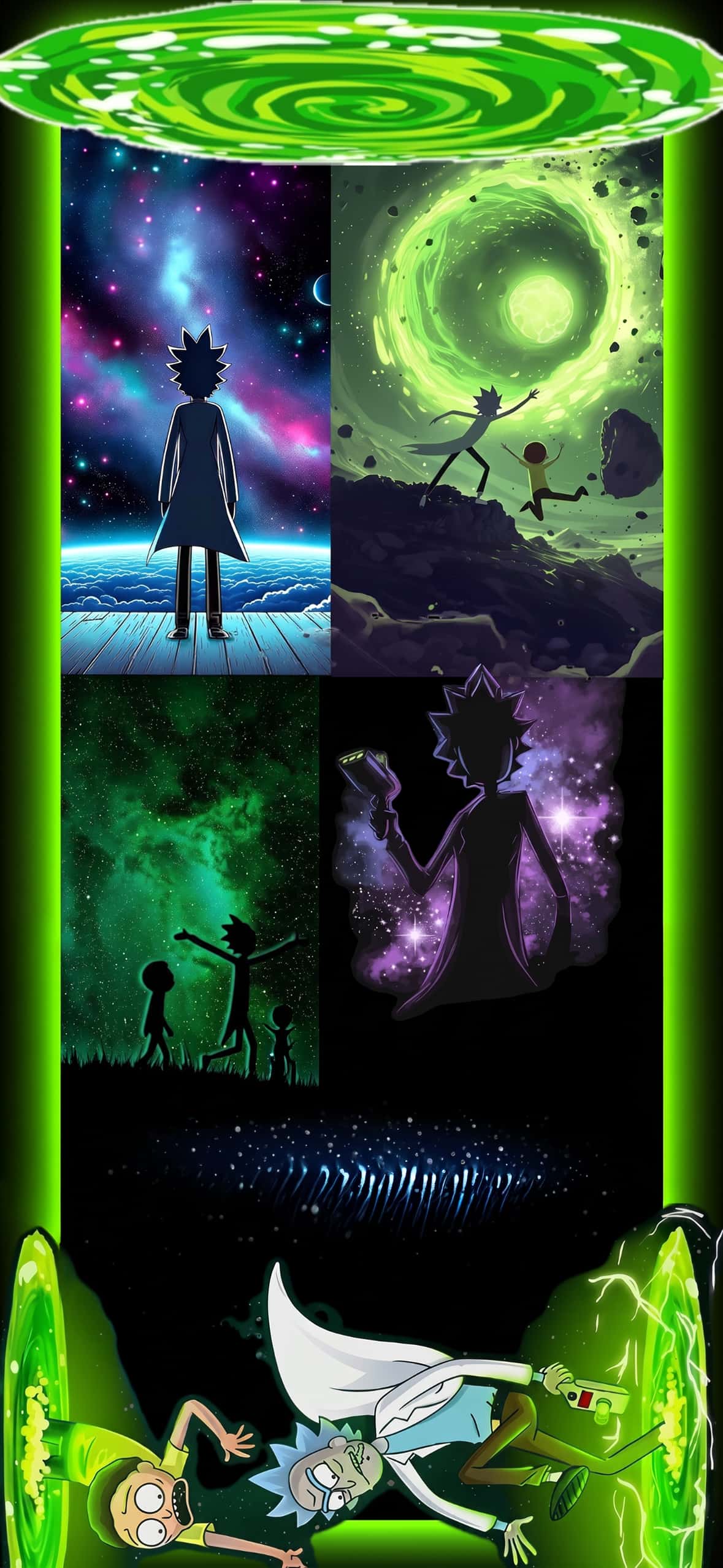 Best Rick and Morty Wallpapers for iPhone Lock Screen (4K HD) 6 rick-and-morty-multiverse-portal-collage-iphone-wallpaper