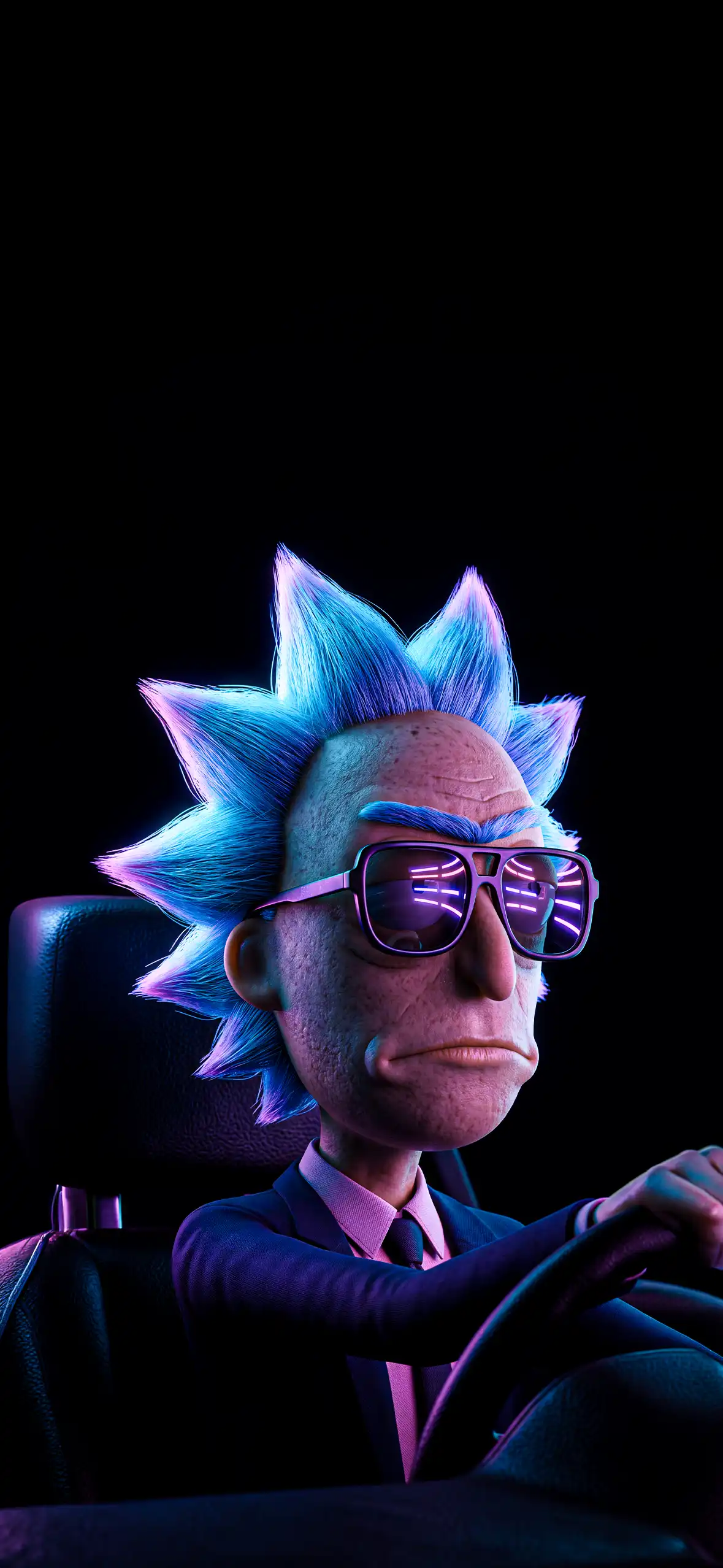 Best Rick and Morty Wallpapers for iPhone Lock Screen (4K HD) 9 rick-sanchez-3d-render-driving-car-sunglasses-iphone-wallpaper