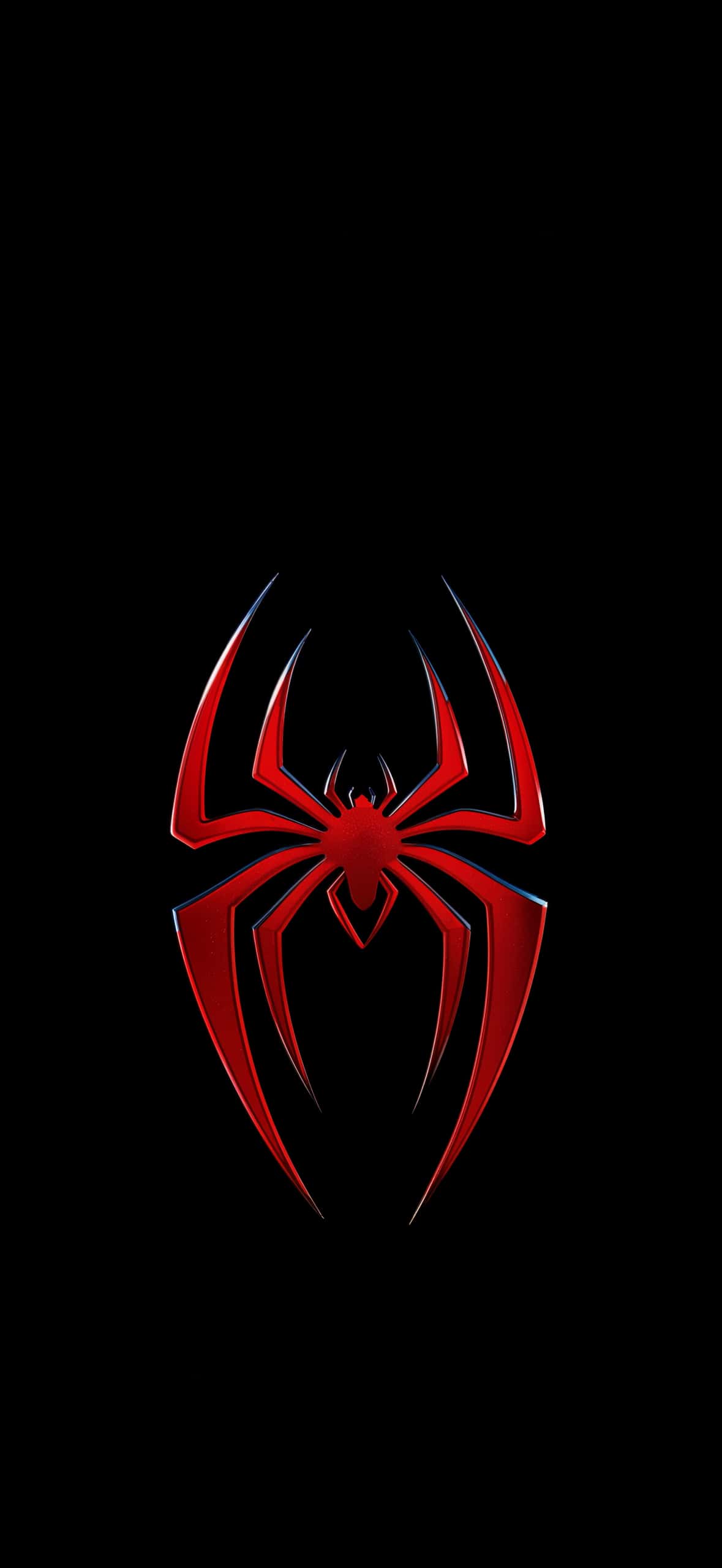 Spider-Man Pure Black AMOLED Wallpapers for iPhone | OLED 4K 8 spider-man-unlimited-metallic-red-emblem-dark-mode-iphone-wallpaper