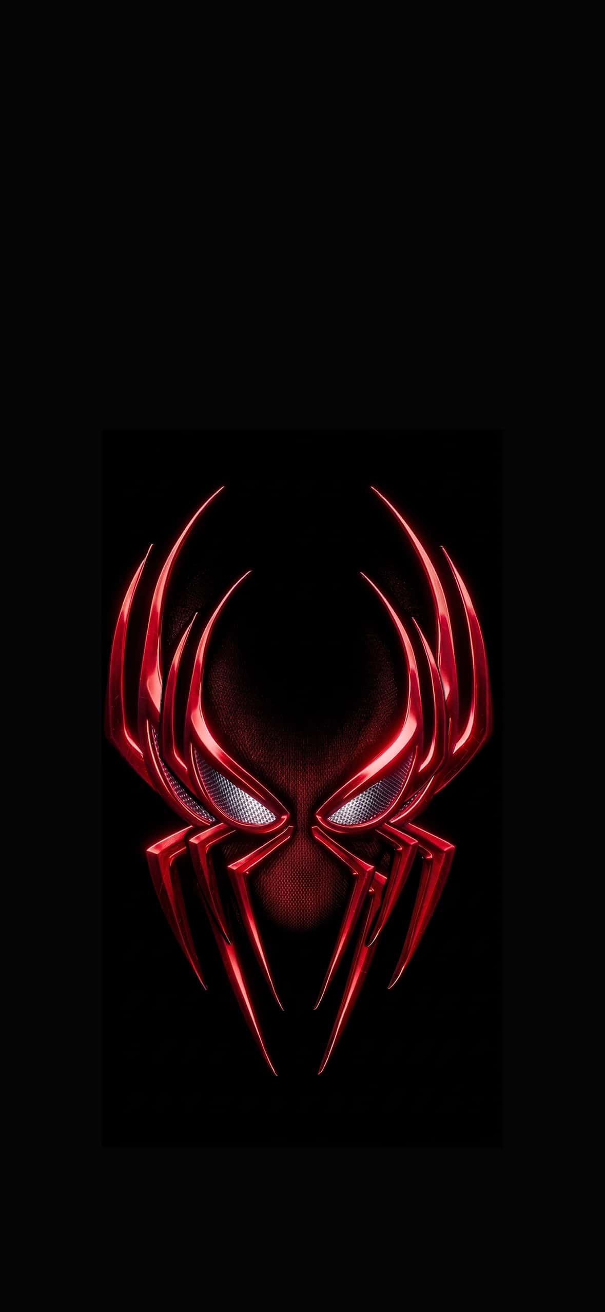 Spider-Man Pure Black AMOLED Wallpapers for iPhone | OLED 4K 4 spiderman-2099-metallic-red-spider-emblem-iphone-wallpaper