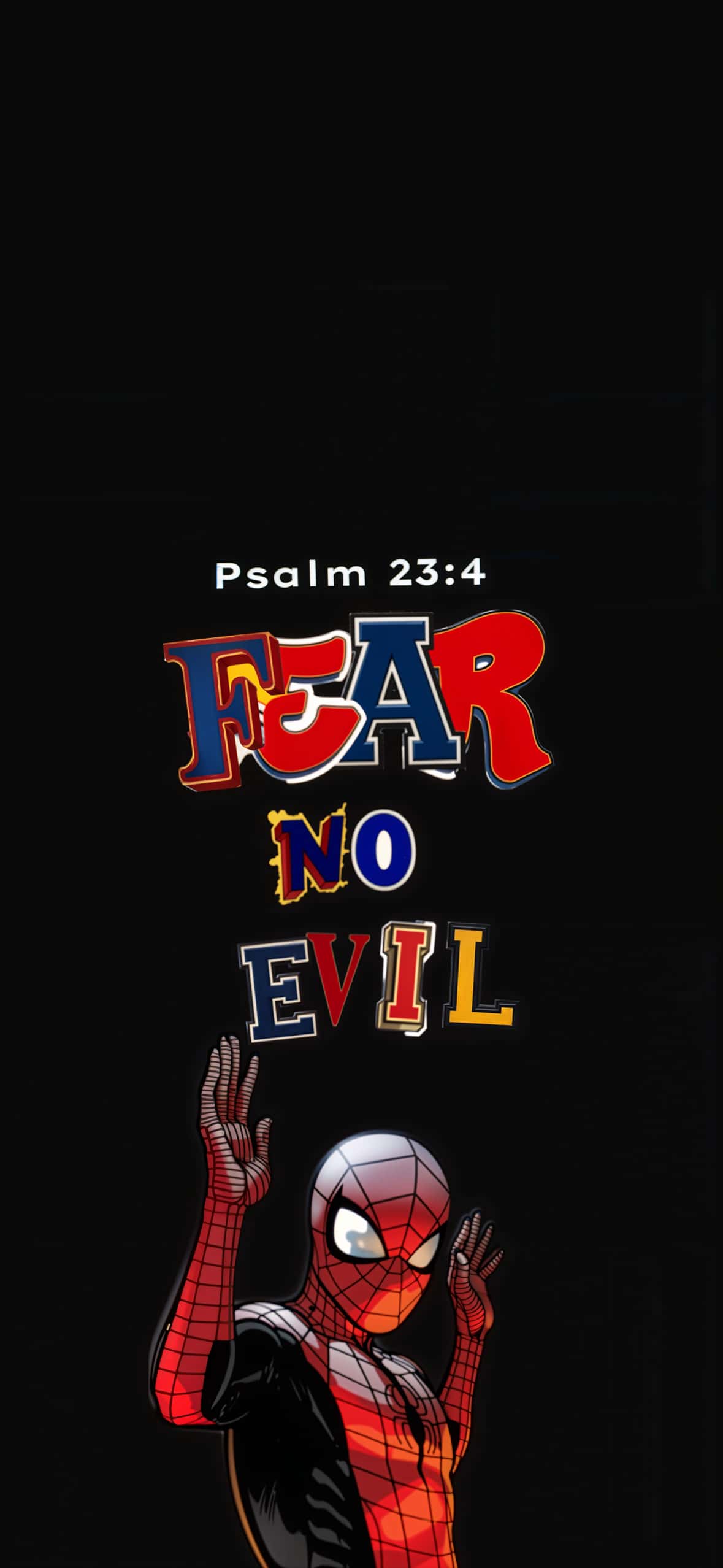 Spider-Man Pure Black AMOLED Wallpapers for iPhone | OLED 4K 6 spiderman-psalm-23-4-fear-no-evil-comic-iphone-wallpaper