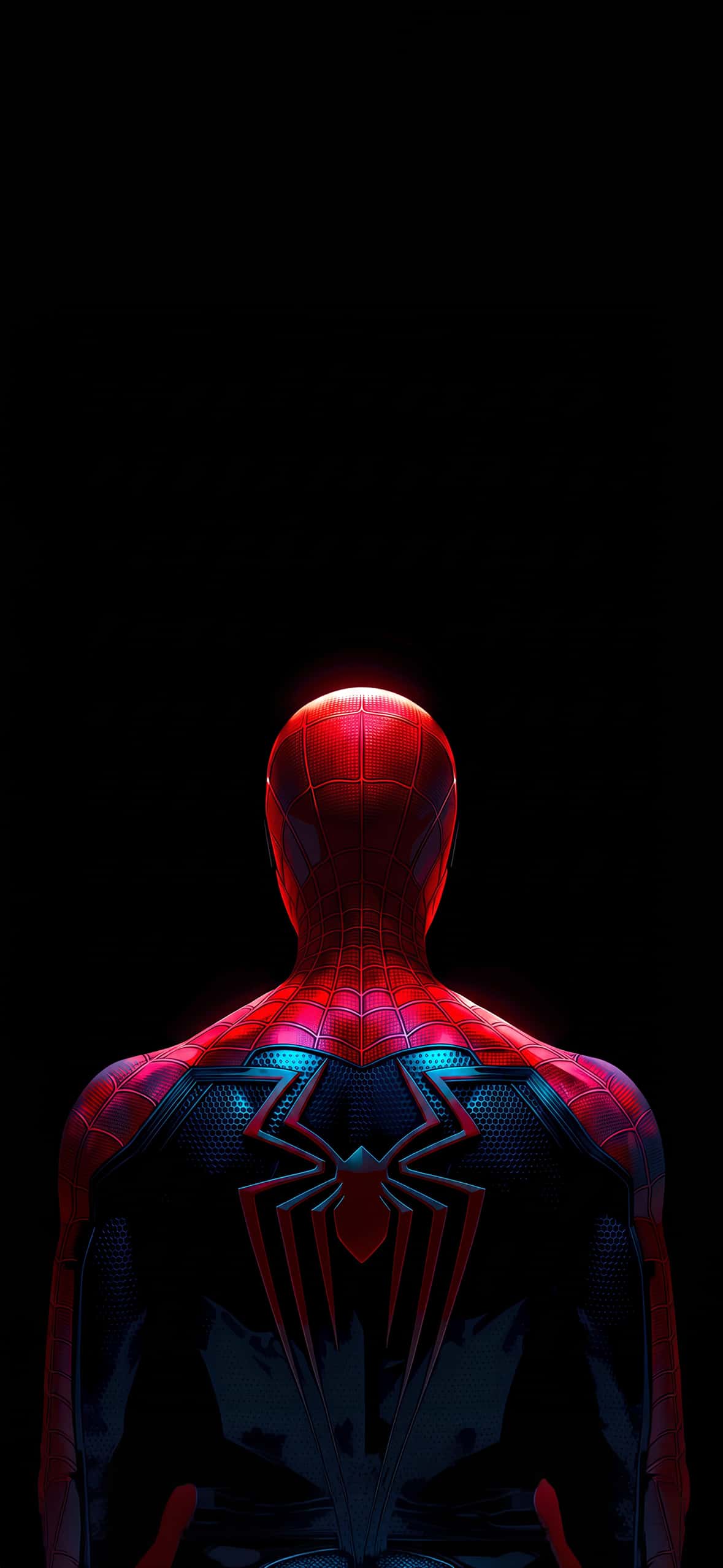 Spider-Man Pure Black AMOLED Wallpapers for iPhone | OLED 4K 10 the-amazing-spider-man-suit-back-view-iphone-wallpaper