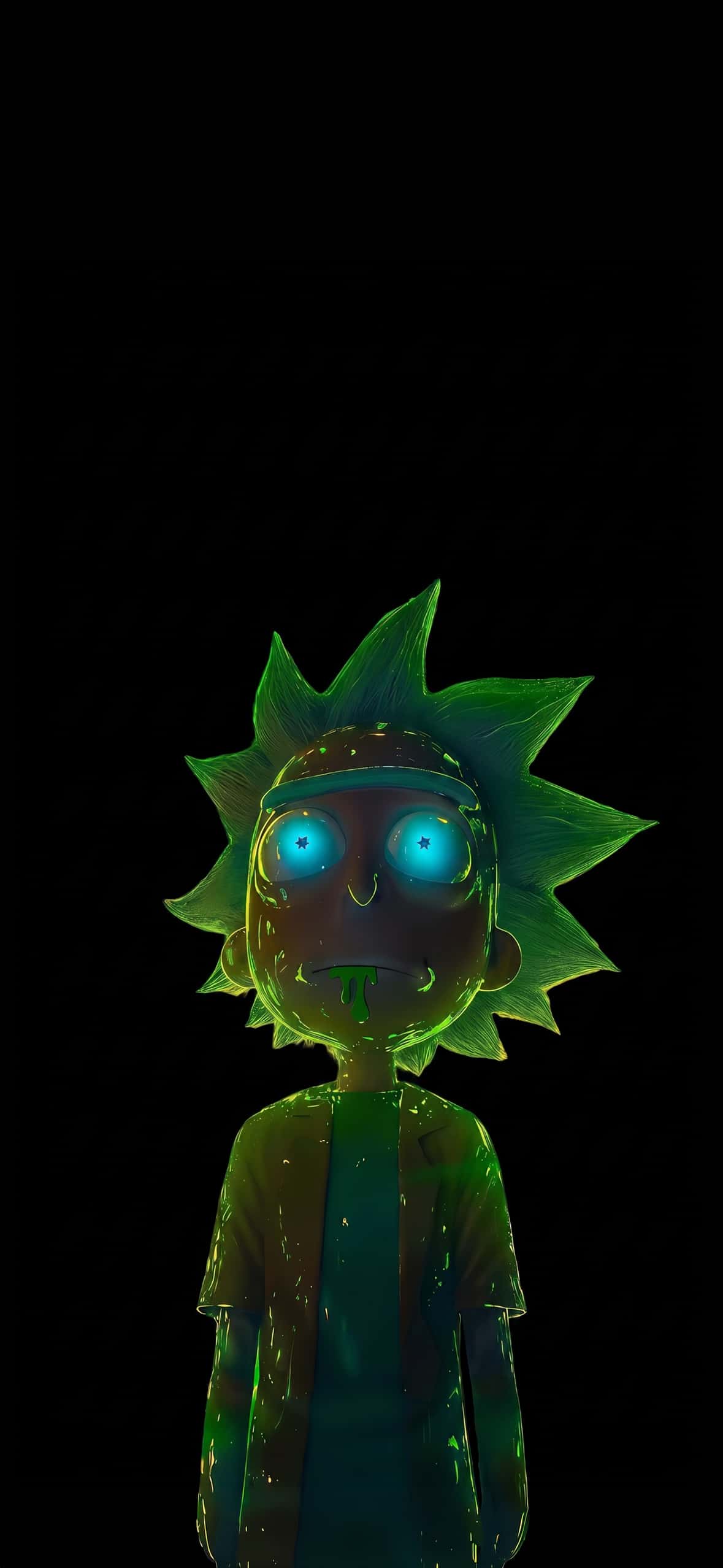 Best Rick and Morty Wallpapers for iPhone Lock Screen (4K HD) 13 toxic-rick-sanchez-glowing-eyes-slime-dark-mode-iphone-wallpaper