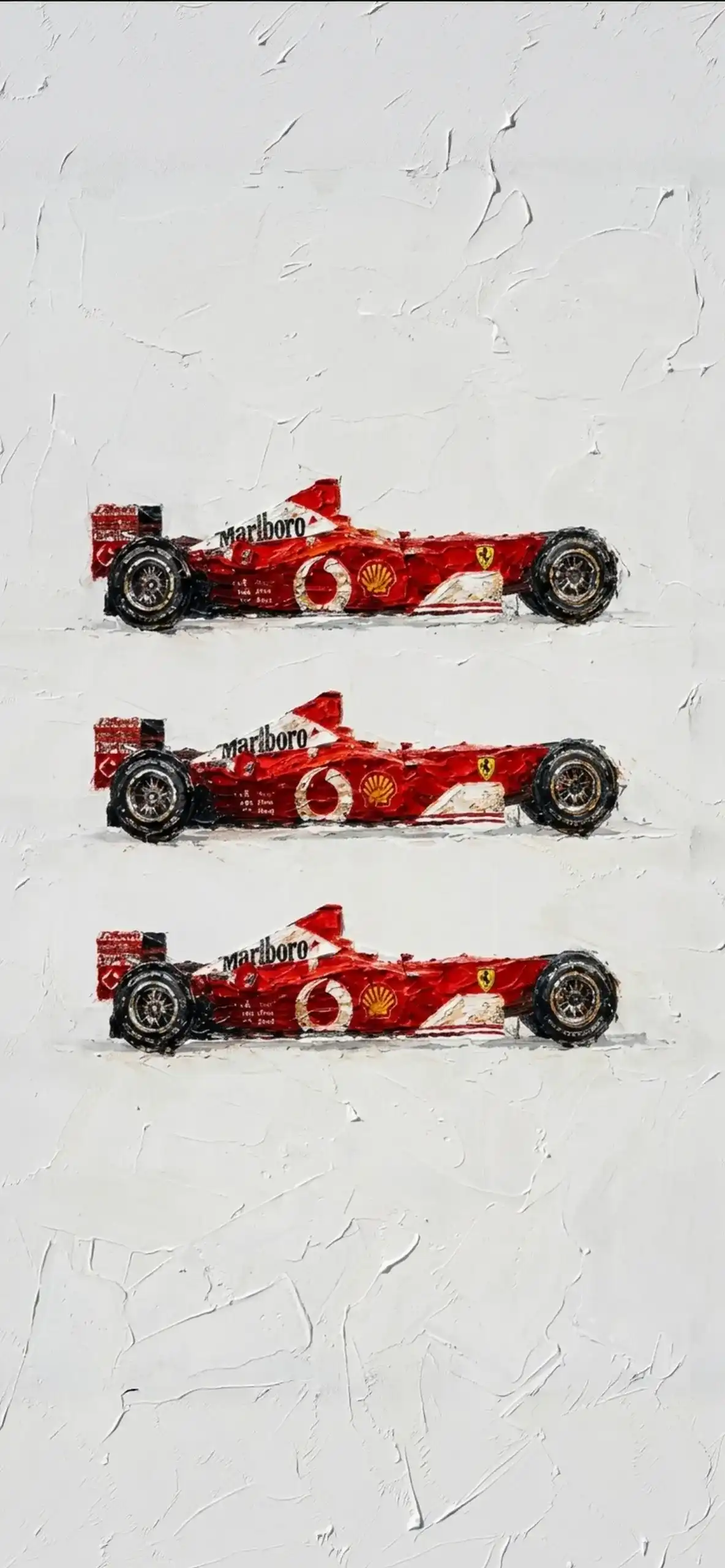Luxury Impasto iPhone Wallpapers 4K | Textured Oil Paint Lock Screens 16 vintage-marlboro-ferrari-f1-race-cars-impasto-wallpaper
