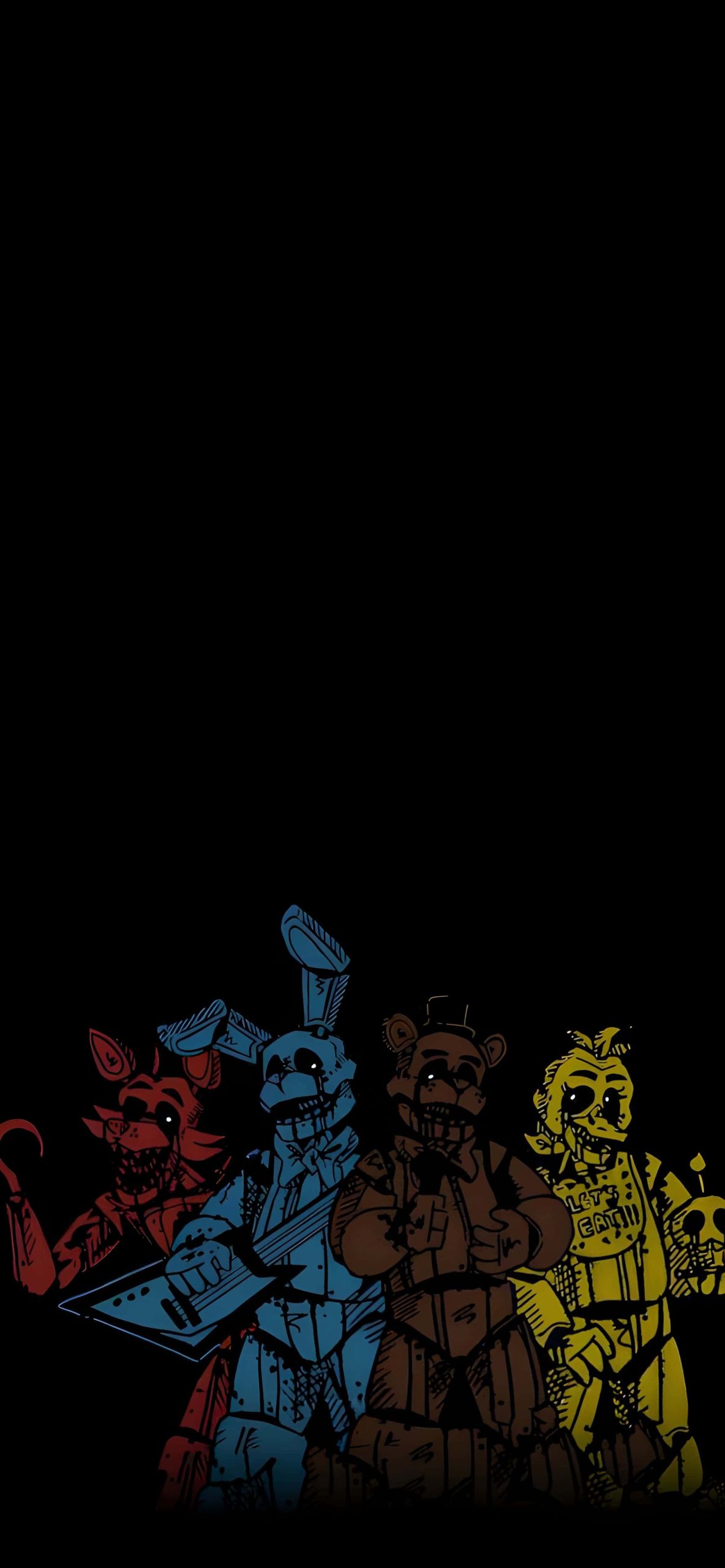 FNAF iPhone Wallpapers 4K | Five Nights at Freddy's HD Backgrounds 5 fnaf-original-animatronics-comic-art-oled-iphone-wallpaper