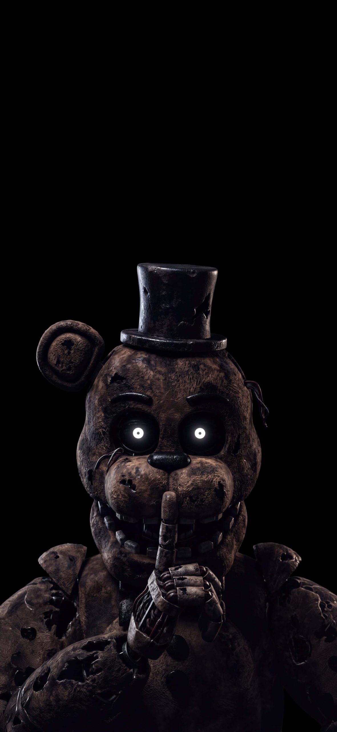 FNAF iPhone Wallpapers 4K | Five Nights at Freddy's HD Backgrounds 7 freddy-fazbear-shh-gesture-dark-iphone-wallpaper-4k