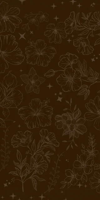 brown-line-art-flowers-stars-pattern-iphone-wallpaper