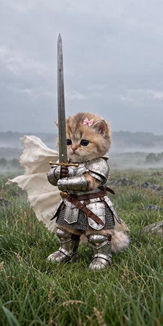 cute-kitten-knight-in-armor-sword-iphone-wallpaper